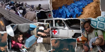 صورة تجمع عدة صور لأحداث غزة